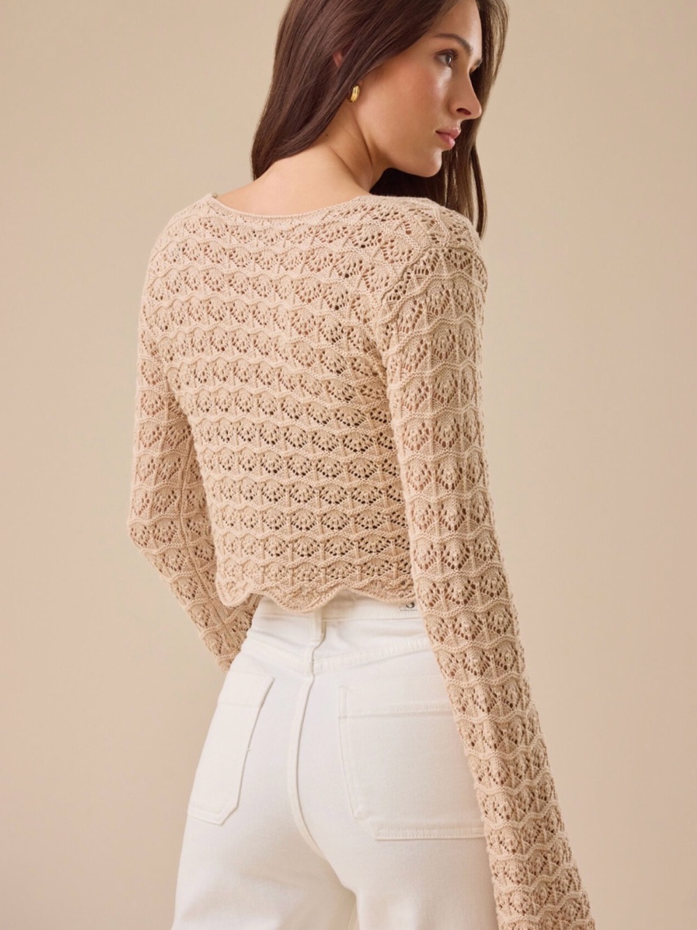 Altar'd State Lacey Crochet Tie Front Shrug - Picture 4 of 5
